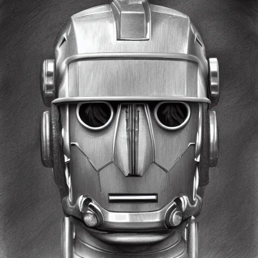 Image similar to david tennant as a cyberman, pencil sketch cinematic lighting, render, fantasy