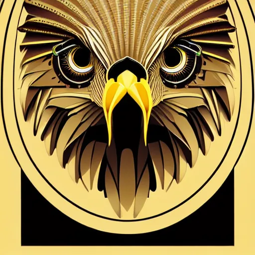 Image similar to Portrait of eagle, steampunk, gold, colorful, illustration, highly detailed, simple, smooth and clean vector curves, no jagged lines, vector art , smooth