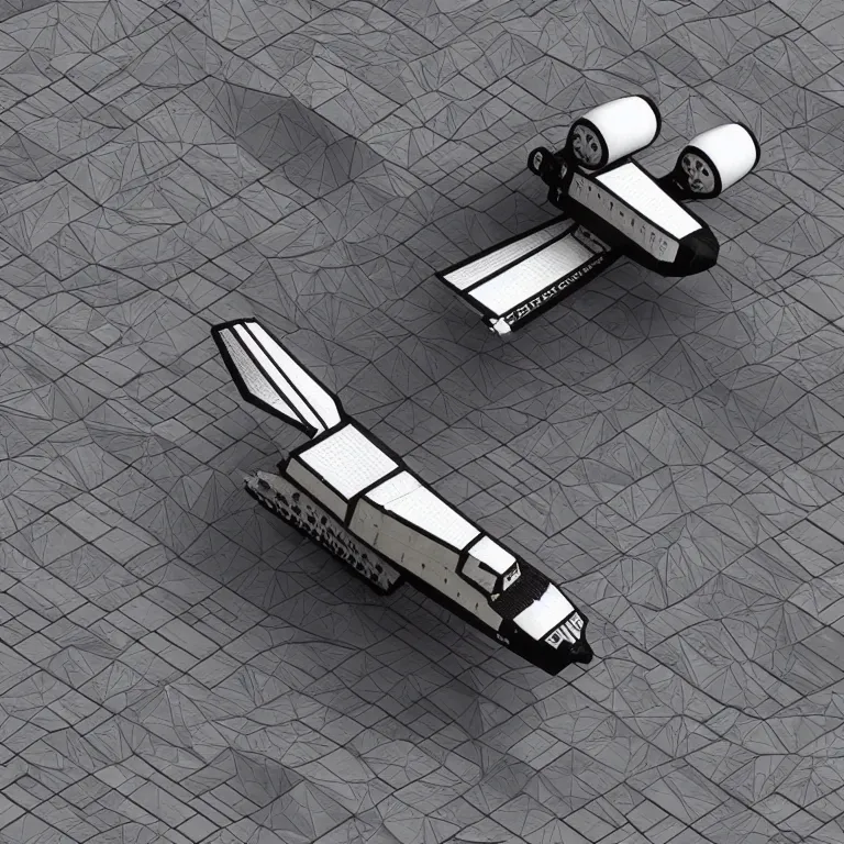 Image similar to “space shuttle turned into an MC Escher Rubik’s cube, high-def 3D render, 4k hD, scifi concept art, confusing perspective”