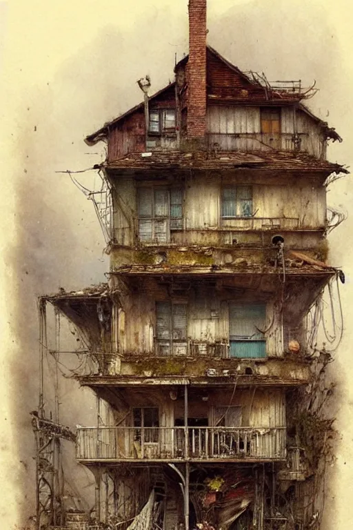 Image similar to (((((a multistory ramshackle house))))) by Jean-Baptiste Monge!!!!!!!!!!!!!!!!!!!!!!!!!!!