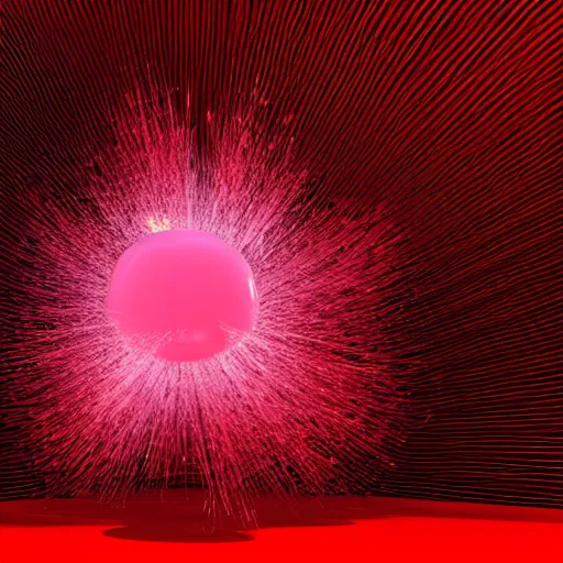 Image similar to Exploding cherry, 3d render