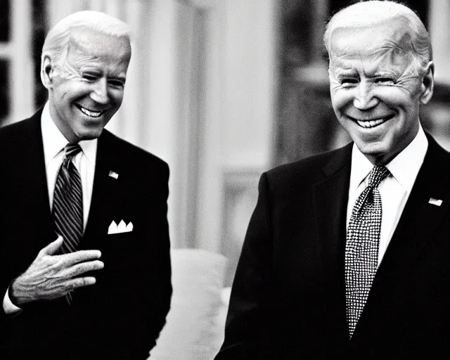 Image similar to president joe biden face to face with president joe biden, nikon 3 5 mm, photograph