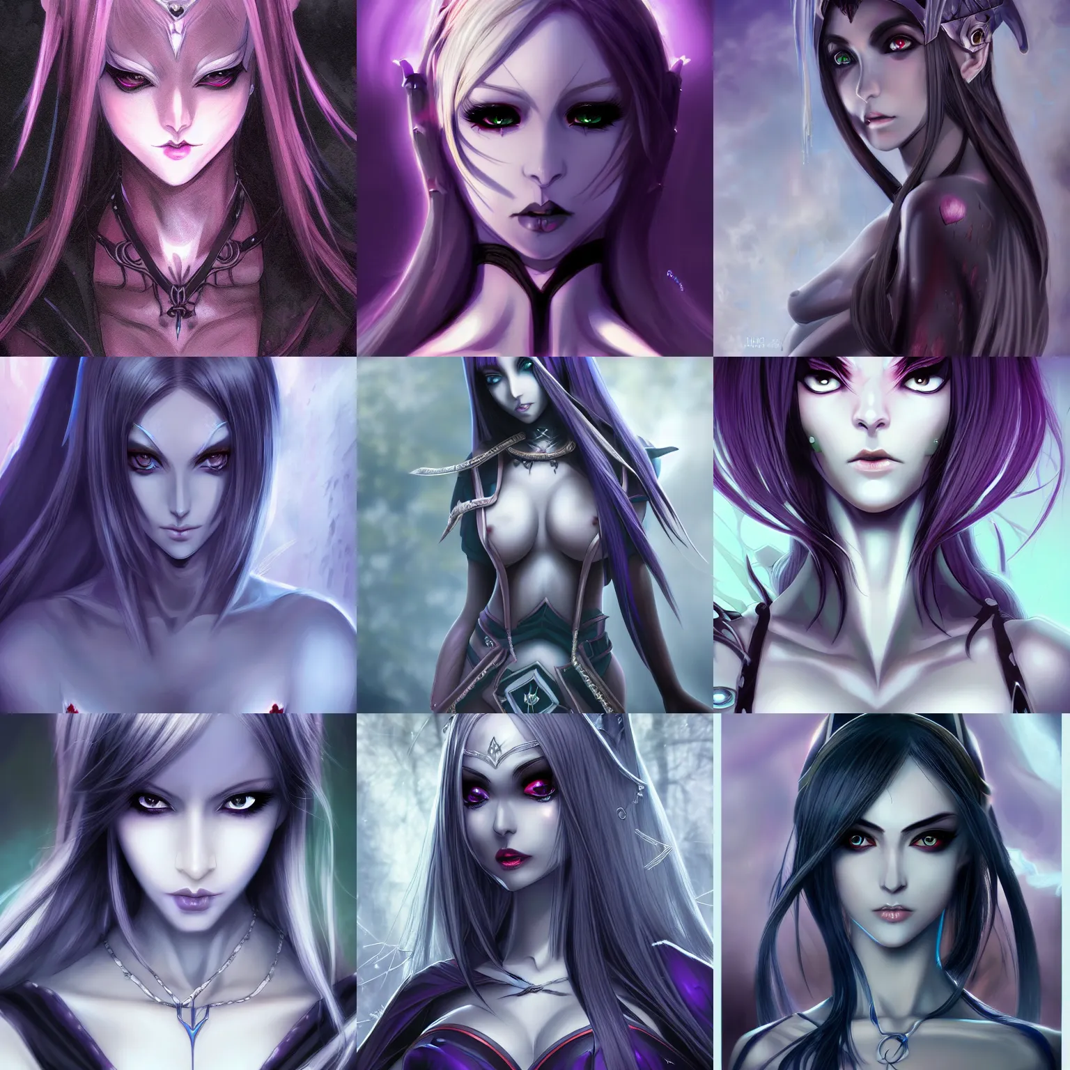 dark elf maiden, drow queen, portrait, beautiful face, | Stable Diffusion