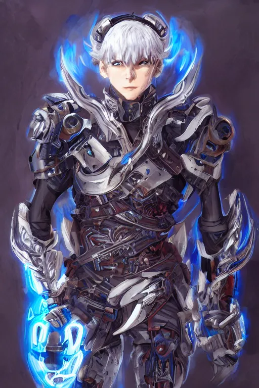 Image similar to concept art, anime portrait of a ninja cyborg warrior wearing an intricate azure wolf themed armor by Masamune Shirow, Stanley Artgerm Lau, WLOP, Rossdraws, James Jean, Andrei Riabovitchev, Marc Simonetti, and Sakimichan, trending on artstation