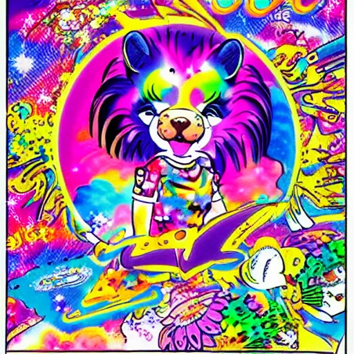 Image similar to Lisa Frank and 1990\'s manga collaboration