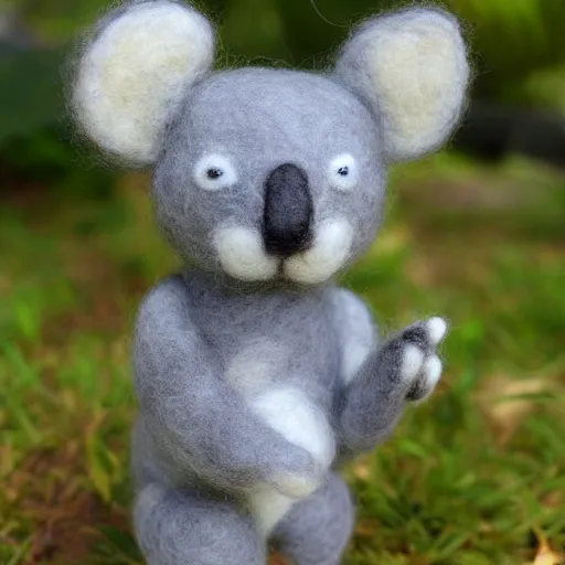 Prompt: a needle felted koala, needle felting art.