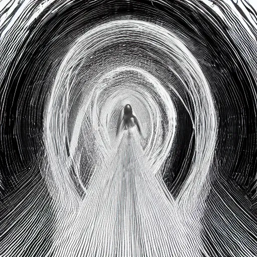 Image similar to spaghettification of a person in a black hole