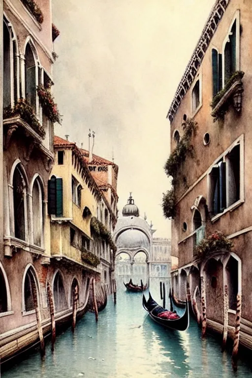 Image similar to (((((1950s fairy tale city venice . muted colors.))))) by Jean-Baptiste Monge !!!!!!!!!!!!!!!!!!!!!!!!!!!