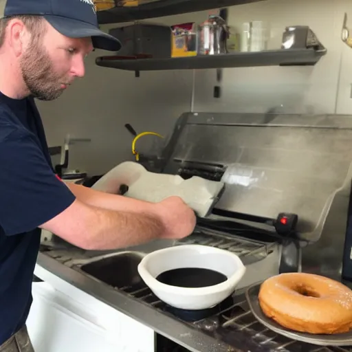 Image similar to Andrew Price, the blender guru, making donuts