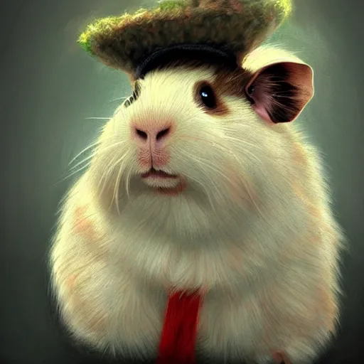 Prompt: guinea pig portrait heroic angelic realistic masterpiece artstation