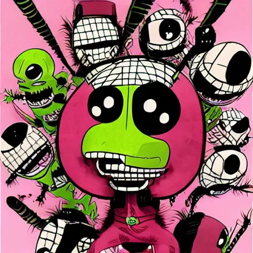 Image similar to invader zim, kim jung gi style,