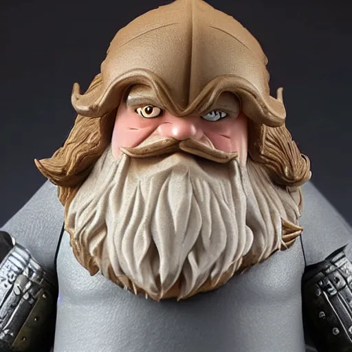 Image similar to gimli from the anime lord of the rings (1986), ringer hair, big beard, dwarf armor, battle axe, studio ghibli, very detailed, realistic