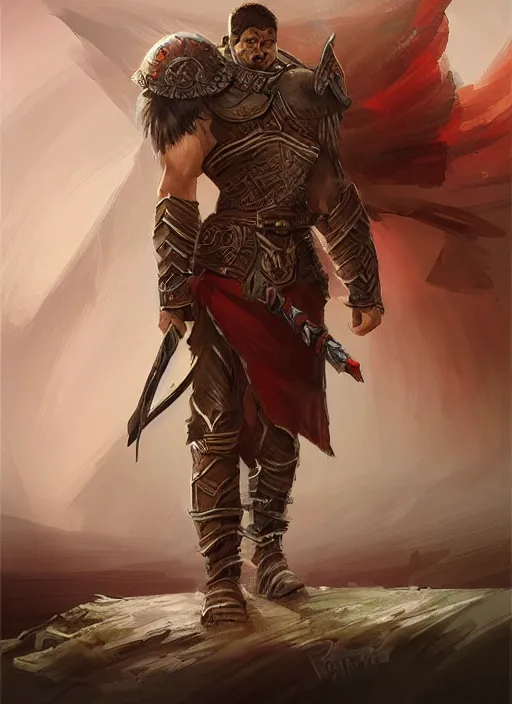 Image similar to warrior inspired a concept art Russian illustrator Roman Papsuev