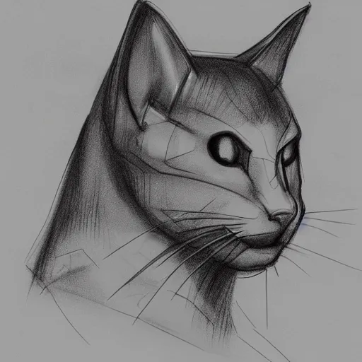 Prompt: cyberpunk cat in suit sketch sideview