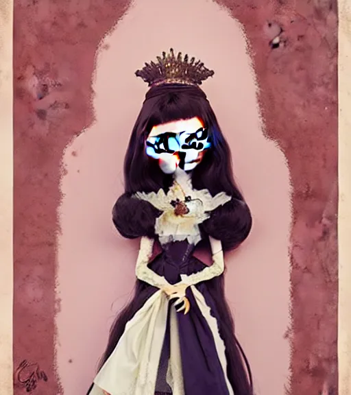 Image similar to portrait of a blythe doll in baroque dress design inspired by flower for fantasy world queen by atey ghailan, by greg rutkowski, by greg tocchini, by james gilleard, by joe fenton, by kaethe butcher, dynamic lighting