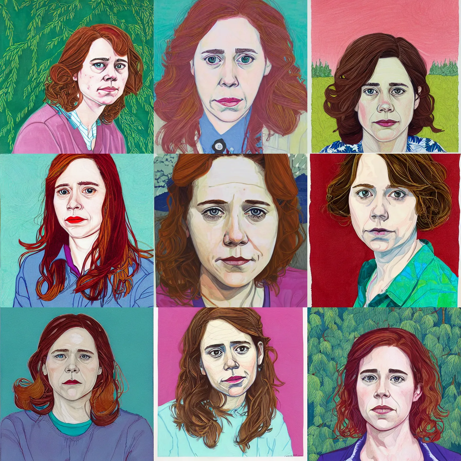 Prompt: portrait of Pam Beesly by hope gangloff