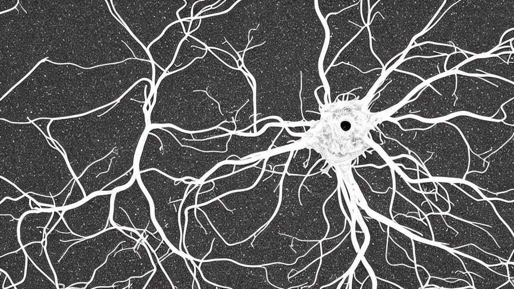 Image similar to neuron cell viewed from a scanning tunneling electron microscope, ultra high detail