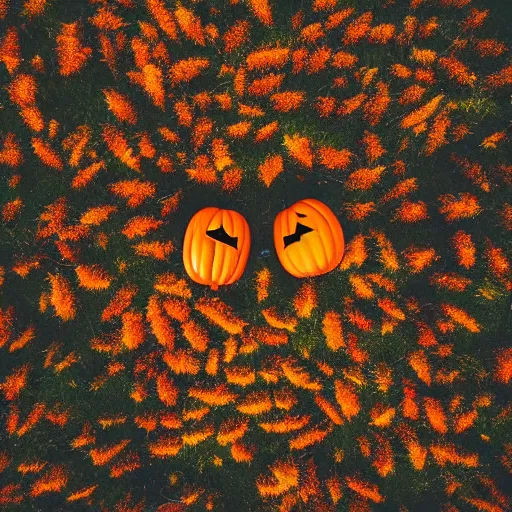 Prompt: halloween aesthetic!!, trending on unsplash, [ 4 k photorealism ]!!, professional photography, [ overhead view ]!, shot by jimmy nelson