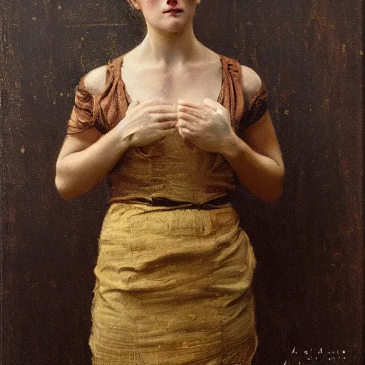 Prompt: female boxer by alfred stevens
