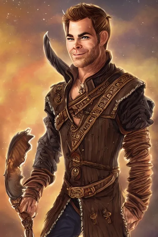 Prompt: chris pine portrait as a dnd character fantasy art.