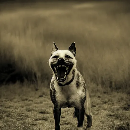 Image similar to barking angry dog photo dramatic lighting