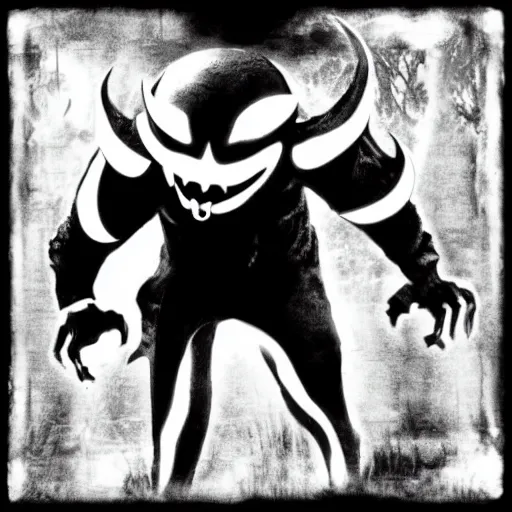 Prompt: evil nightmare, black and white