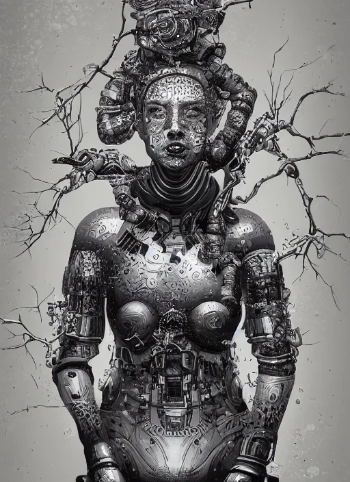 Image similar to Droid goddess painting by Dan Hillier, trending on artstation, artstationHD, artstationHQ, 4k, 8k