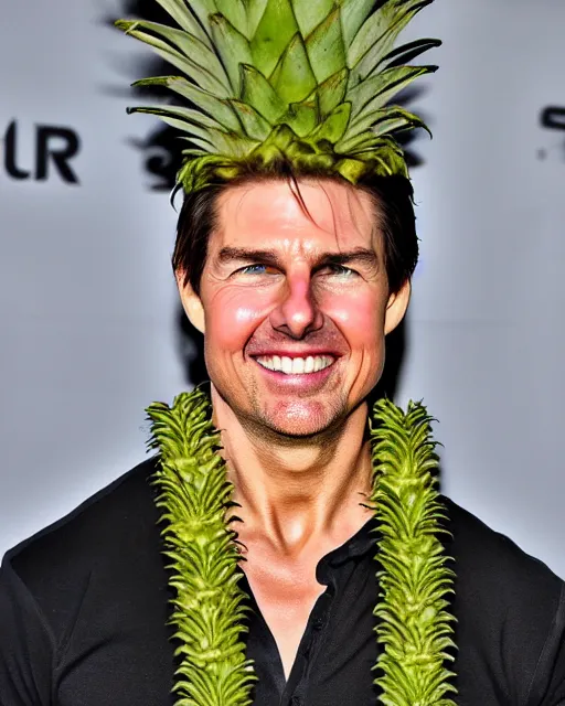 Image similar to tom cruise wearing a pineapple costume