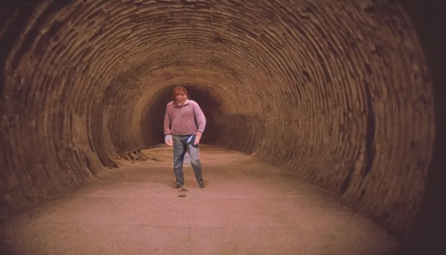 Prompt: 1 9 7 0 s movie still of a man in a tunnel of stomach, cinestill 8 0 0 t