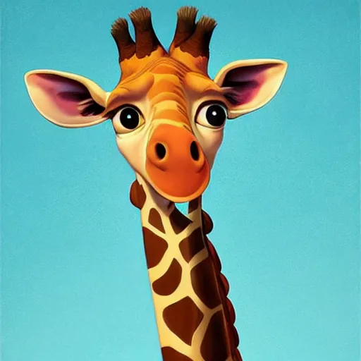 Image similar to david shwimmer as a goofy giraffe, pixar cute, highly detailed, sharp focus, digital painting, artwork by Victor Adame Minguez + Yuumei + Tom Lovell + Sandro Botticelli