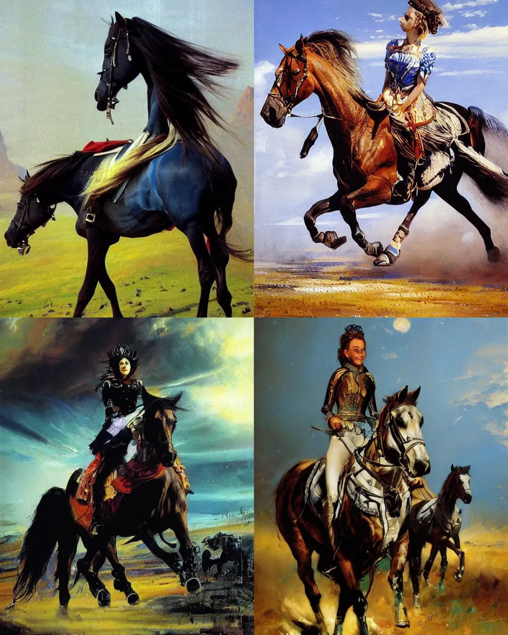 Prompt: queen of the horses, painting by John Berkey and Bosschart Johfra