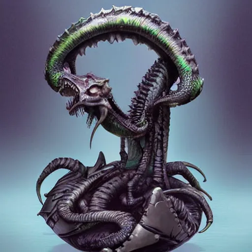 Image similar to xenomorph queen human hybrid dragon eggs, dark emerald mist colors, giger color liminal backfill, realistic, award winning photograph