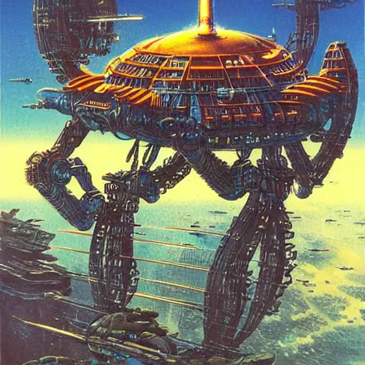 Image similar to sci - fi shogun, art by bruce pennington