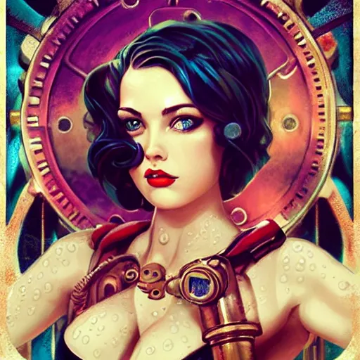 Image similar to Underwater Steampunk Bioshock portrait, Pixar style, by Tristan Eaton Stanley Artgerm and Tom Bagshaw.