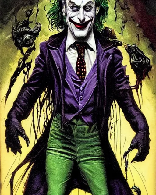 Image similar to portrait of saul goodman as the joker, batman mask, art by neil gaiman and peter elson, bernie wrightson