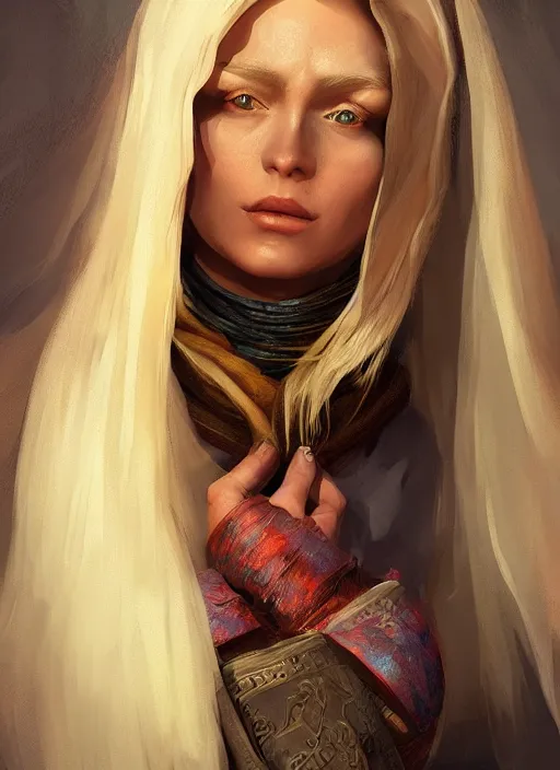 Image similar to blonde peasant woman, fantasy, medieval, vivid colors, fantasy, elegant, concept art, sharp focus, beautiful face!!, digital art, hyper - realistic, 4 k, unreal engine, highly detailed, hd, dramatic lighting by brom, trending on artstation