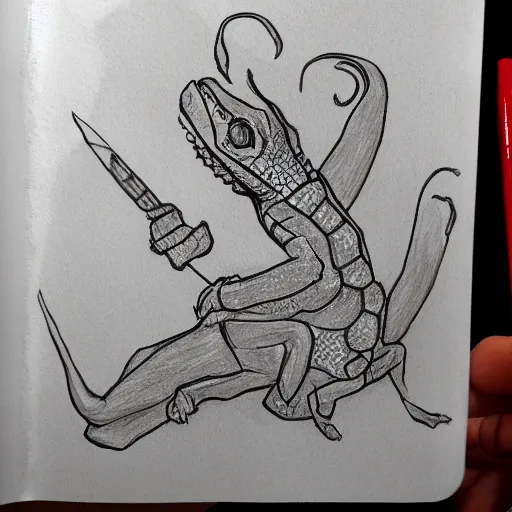 Image similar to sketch of a lizard wizard