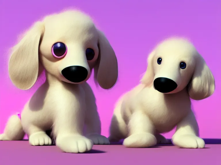 Prompt: high quality 3 d render hyperrealist very cute multipastel very fluffy smooth dachshund plush mascot, vray, smooth in the background, artstation, ultra detailed, octane render