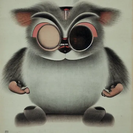 Prompt: a Furby in a 19th century Chinese painting
