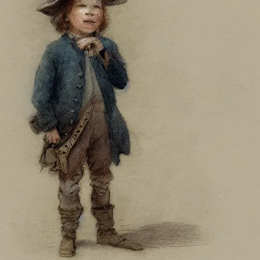 Image similar to portrait of a child standing and facing front looking strait ahead a muted color watercolor sketch of story book character ifrom the book Baltimore & Redingote by Jean-Baptiste Monge of an old man in the style of by Jean-Baptiste Monge that looks like its by Jean-Baptiste Monge and refencing Jean-Baptiste Monge