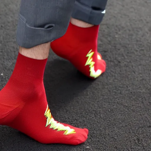 Image similar to flash mcqueen wearing socks