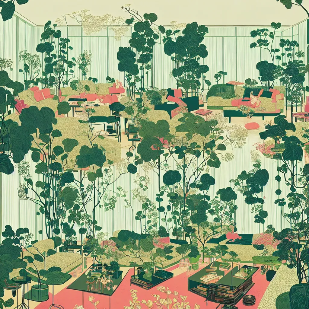 Luxury Living Room Full Of Plants And Trees By Victo Stable Diffusion 