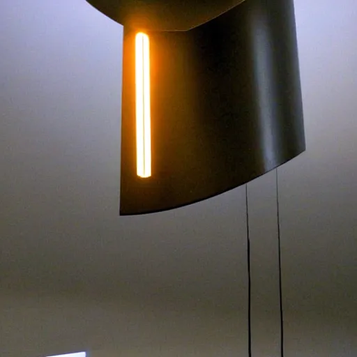 Prompt: a lamp hanging from the sealing, modern aesthetic, sci - fi look, by frank gehry, concept art