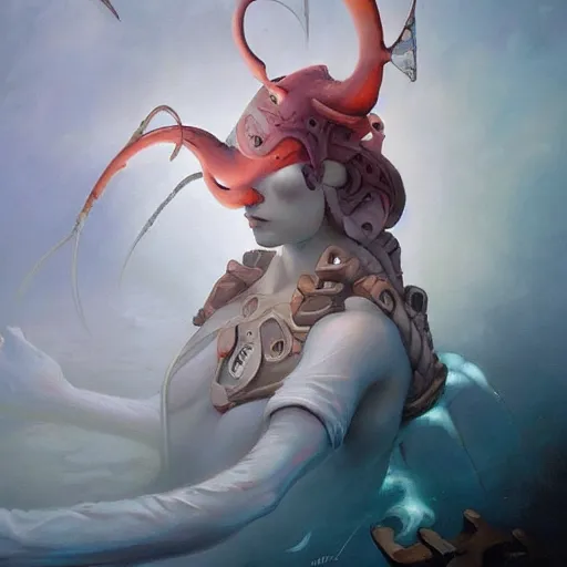 Image similar to an amazing piece of art by Peter Mohrbacher, 🐙