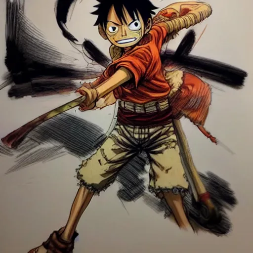 Image similar to luffy by kim jung gi