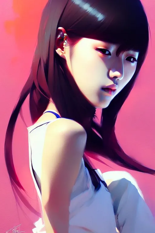 Prompt: a ultradetailed beautiful painting of a stylish k - pop girl, by greg rutkowski, conrad roset and ilya kuvshinov trending on artstation