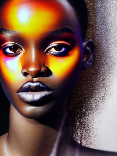 Prompt: double exposure portrait of duckie thot with a floral background : : painted by artgerm, karol bak, artur bordalo, sandra chevrier : : portrait, character, illustration, hyperrealism, photorealism,