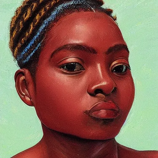 Prompt: “sango God of thunder plaited hair cowry nigeria lightning facial details proportionate dark skinned symmetrical digital art oil painting Edward hooper”