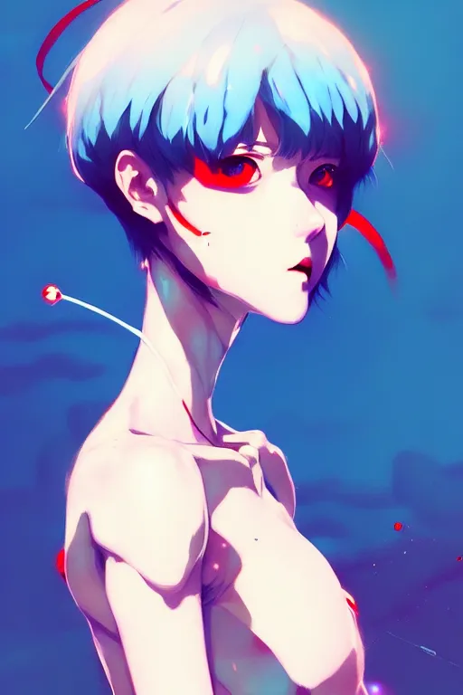 Image similar to a ultradetailed beautiful panting of rei ayanami, by conrad roset, greg rutkowski and makoto shinkai, trending on artstation