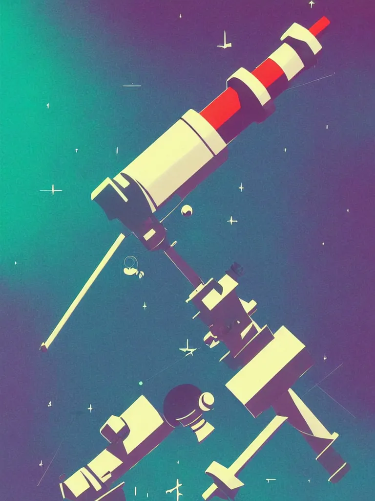 Image similar to ( ( strong dither ) ), editorial illustration scientific lab test tube telescope microscope astronaut, colorful modern, mads berg, karolis strautniekas, christopher balaskas, fine texture, dynamic composition, detailed, matte print, dynamic perspective, halftone texture, muted color, lomography, risograph